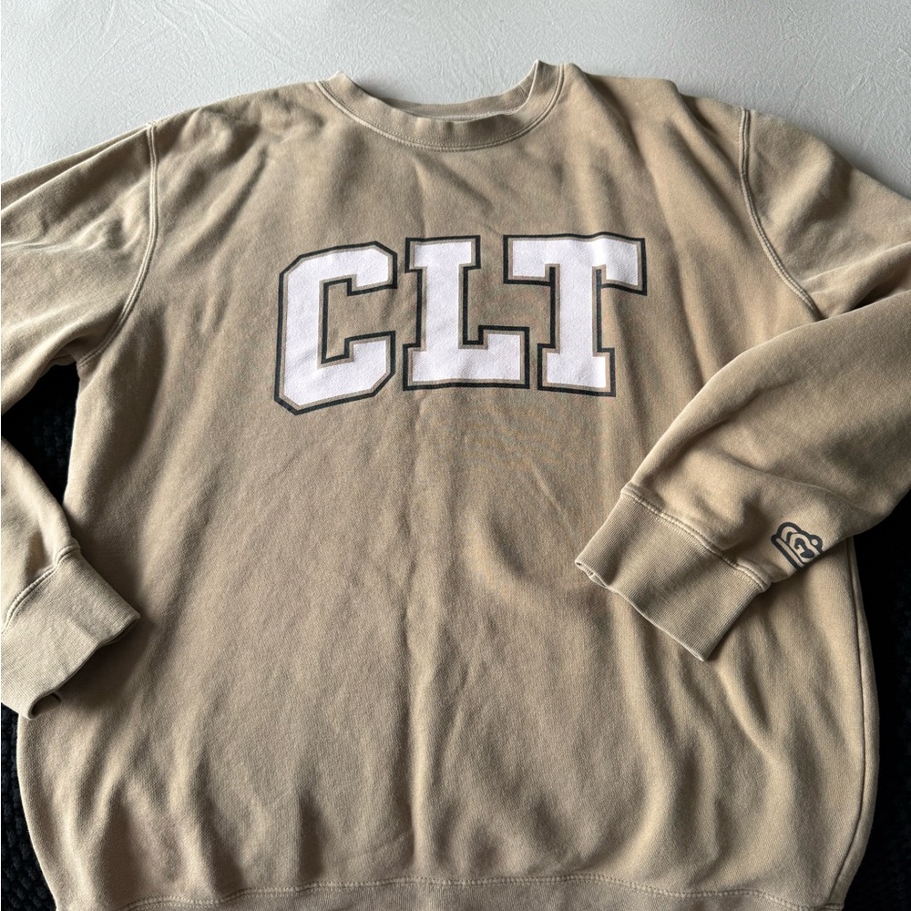 Tan Crewneck with Bold CLT Text